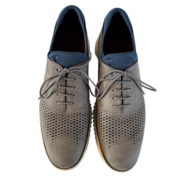 Cole Haan 2 Zerogrand Men’s Size 10.5 Laser Wingtip Oxfords Shoes Gray C36944 - Picture 8 of 12